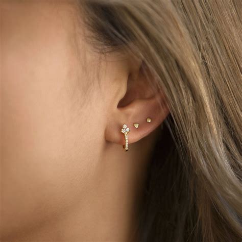 second stud earrings gold.